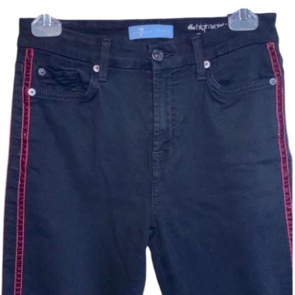7 FAMK Black High Waist Skinny Ankle Jeans Red Velvet Piping On Sides Sz 27 Y2K - Picture 6 of 15